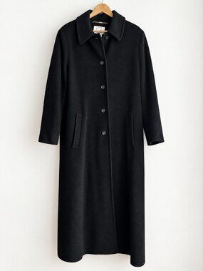 Vintage Mondi Black Wool Cashmere Maxi Minimalist Coat L